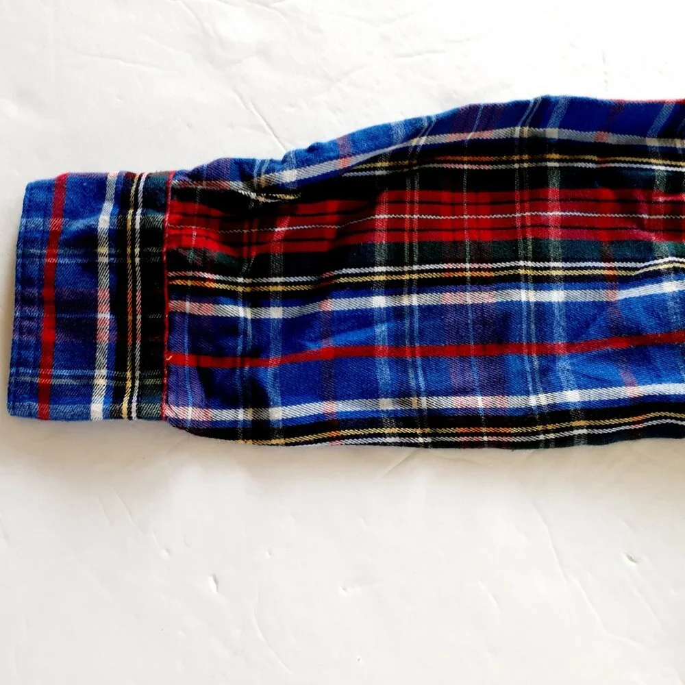 Wrangler Boys Shirt Button Down Blue Red Green Long Sleeve Plaid 6-7
